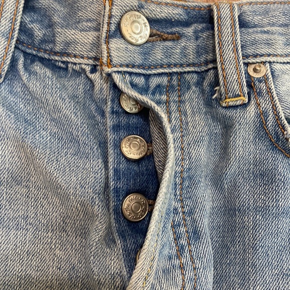 Free People Button Fly Distressed Denim Shorts, Size 27. - Picture 10 of 10